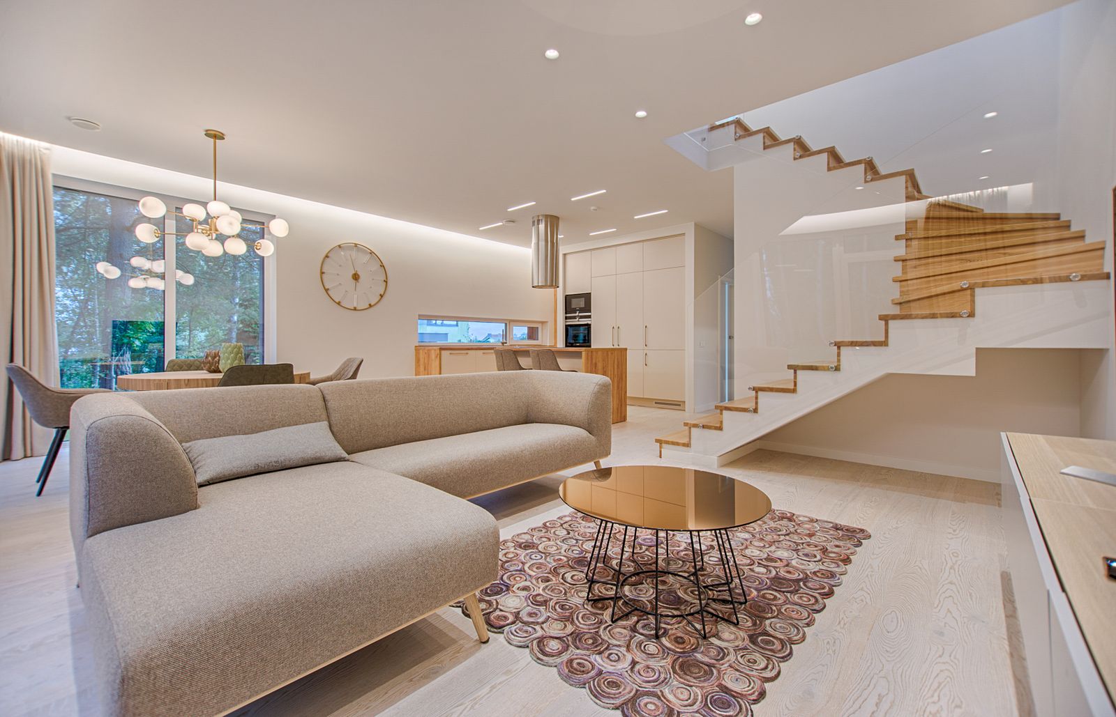 A living room with shoppable product markers